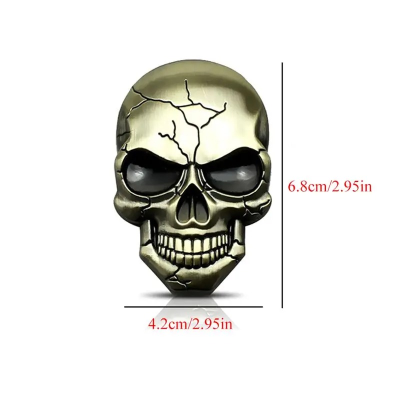 #シルバー 3D スカル メタル ステッカー 6.8cm×4.2cm ワイルド リアル ドクロ 骸骨 立体｜decent｜04