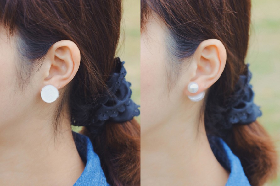 パールキャッチアクリルピアス 丸
