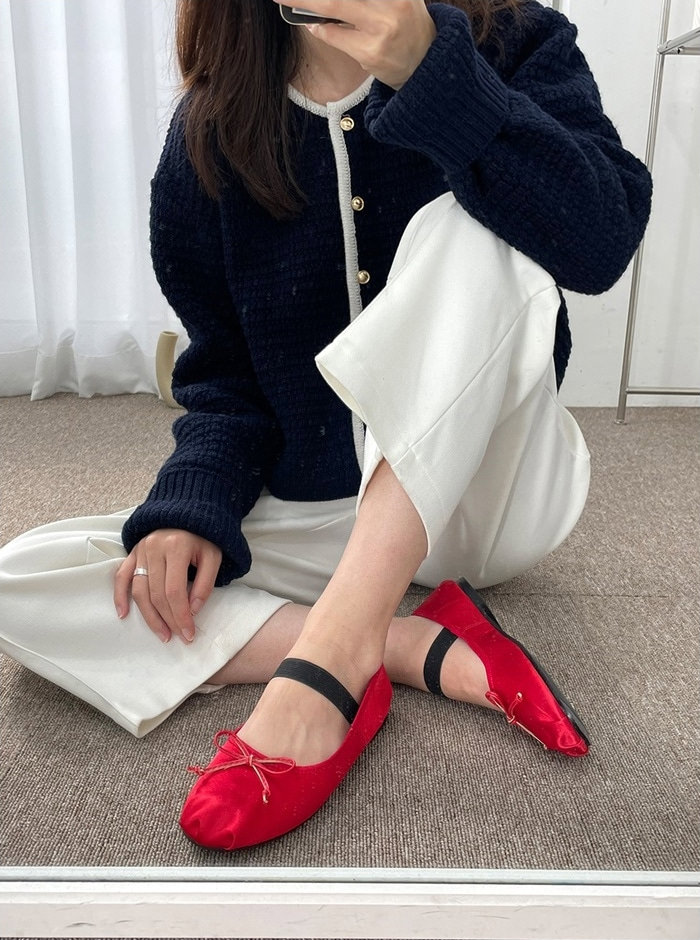 バレエシューズ パンプス ストラップ りぼん リボン フラット