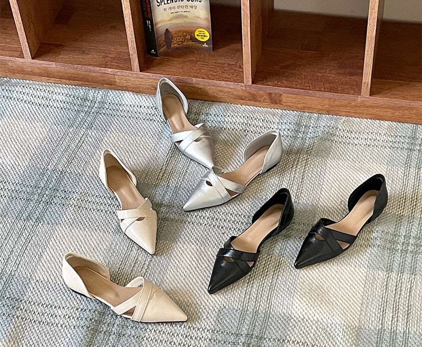 バレエシューズ パンプス セパレート ポインテッドトゥ フラット