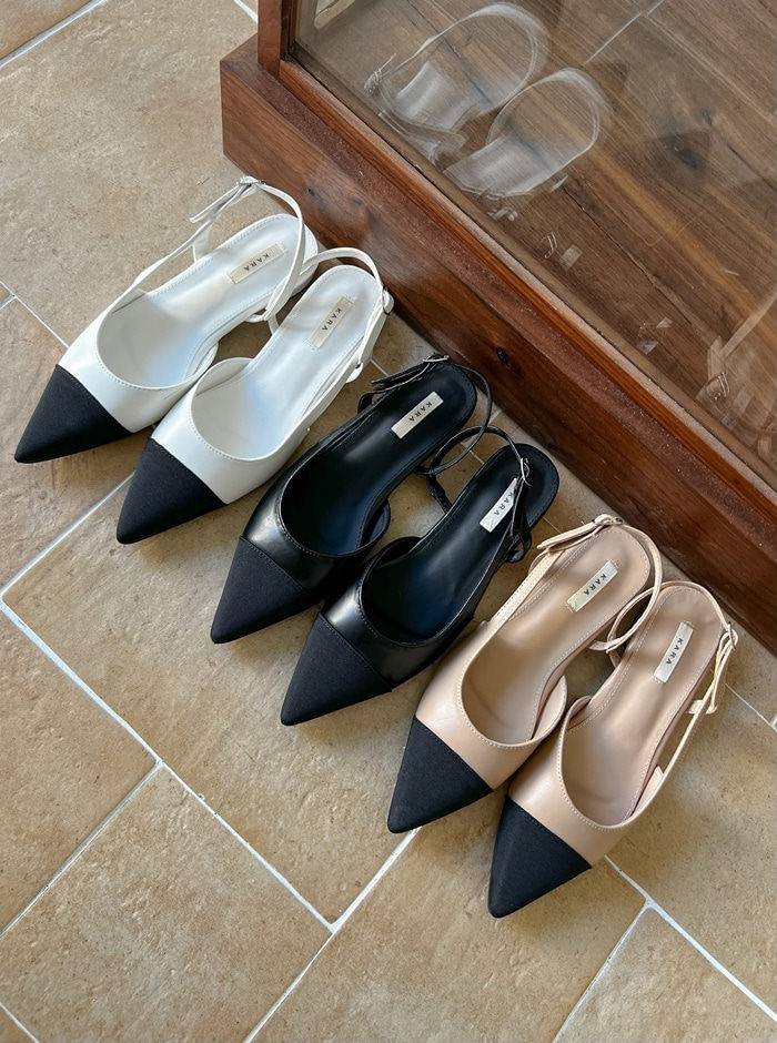 #CHANEL ポインテッドトゥバックストラップパンプス ベージュ・黒 サンダル パンプス ポインテッドトゥ バックストラップ キャップトゥ