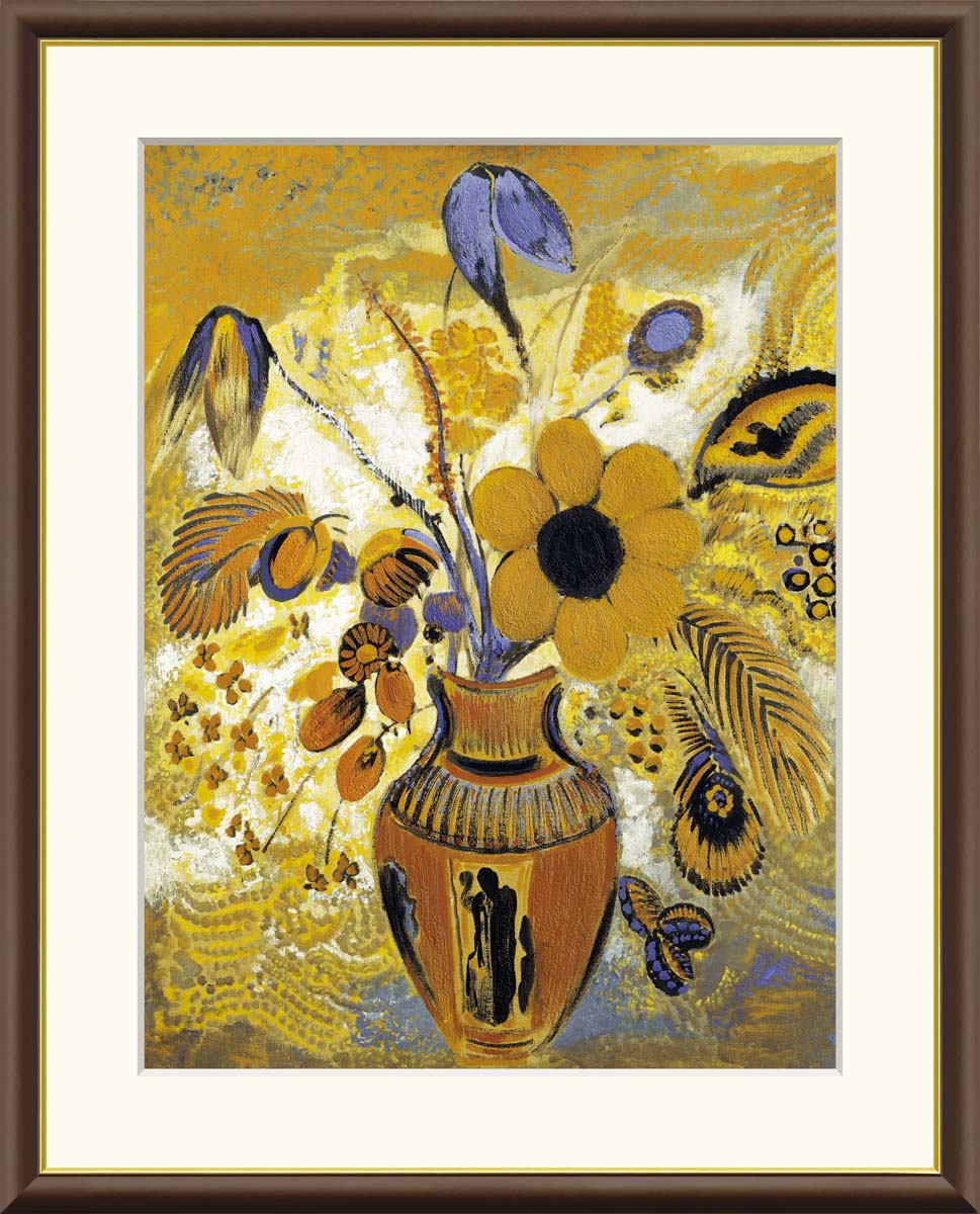 インテリア絵画　ルドン「花瓶の花」高級複製画 楽天市場】複製画 オディロン・ルドン 「花瓶の花」 額付き 紙に