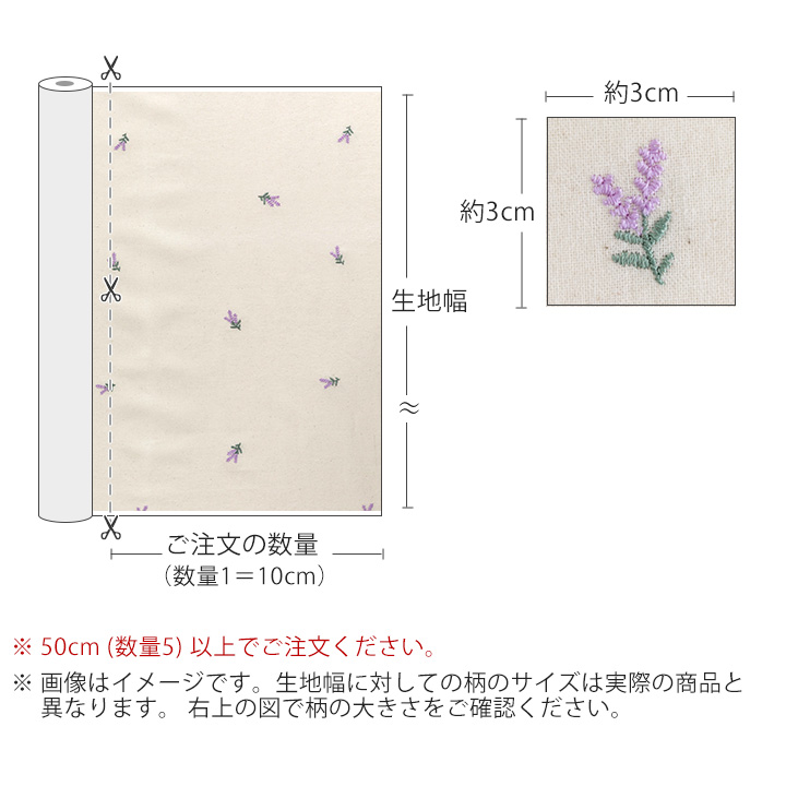 デコレクションズ 生地・布・入園入学≪ラベンダー（ナチュラル