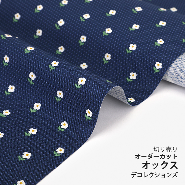 生地・布・入園入学　≪ Vintage flower - navy ≫　オックス生地/幅145cm　【オリジナル生地】　【10cm単位販売】｜decollections