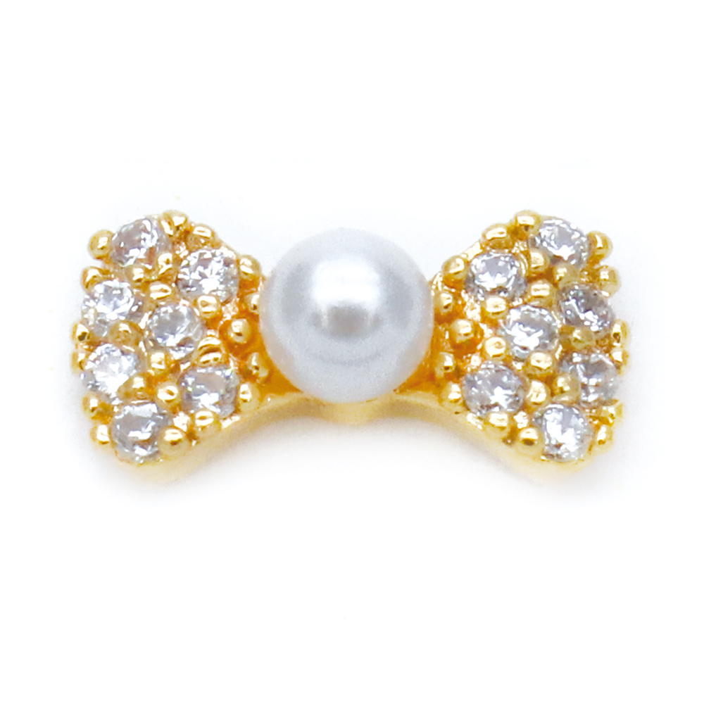 ネコポス送料無料]ネイルパーツ ジルコニア製 パール付きストーン
