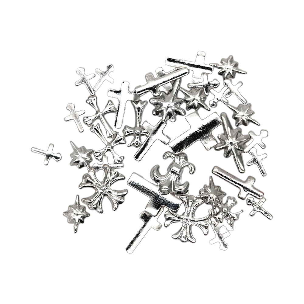 ネコポス送料無料]ネイルパーツ シルバーゴシッククロスフレークパーツ