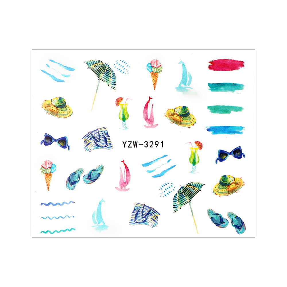 ネコポス送料無料]ウォーターネイルシール サマーバカンスシール (YZW
