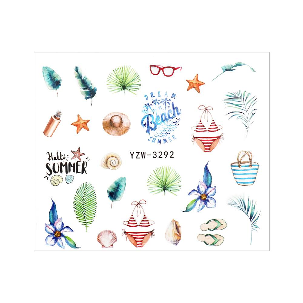 ネコポス送料無料]ウォーターネイルシール サマーバカンスシール (YZW