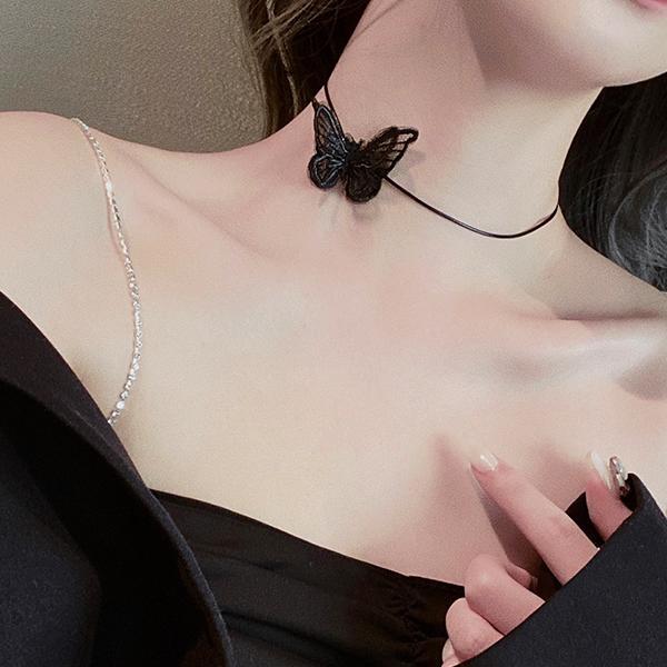 バタフライ ネックレス レディース 韓国 セレモニー ちょうちょ 蝶々 バタフライネックレス 蝶々 シルバー 韓国 韓国ファッション