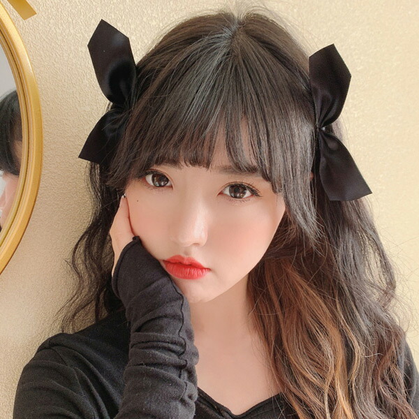 韓国商品 / リボングリップトーク 2COLOR ブラックリボン ヘアクリップ 2個セット 韓国系 ファッション