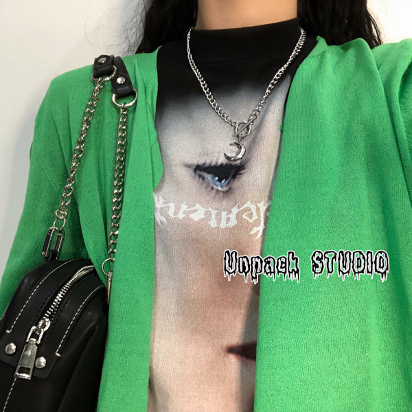 月モチーフチェーンネックレス シルバー 韓国系 ファッション 