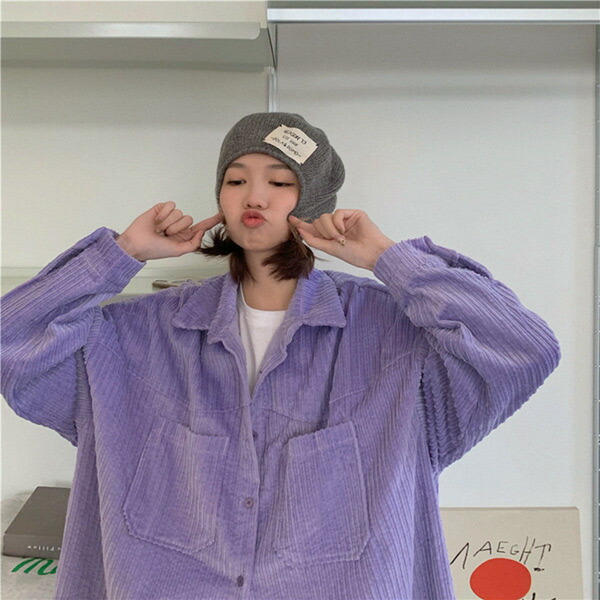 50's harper 長袖シャツ　コーデュロイ　パープル 50's harper 長袖シャツコーデュロイパープル