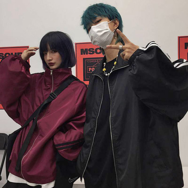 SATUR韓国 Unisex/ Windbreaker アウター ブルゾン ジップアップ ブルゾン ハイネック ウインドブレーカー ダンス 衣装
