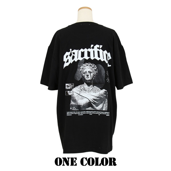 Tシャツ 女神像 バックプリント ビッグシルエットT 半袖T ロゴ  