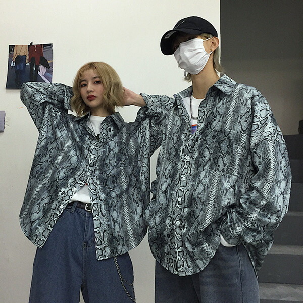ヘビ柄 長袖トップス サイズ1 柄シャツ パイソン柄 ヘビ柄 プリント 長袖 シャツ トップス