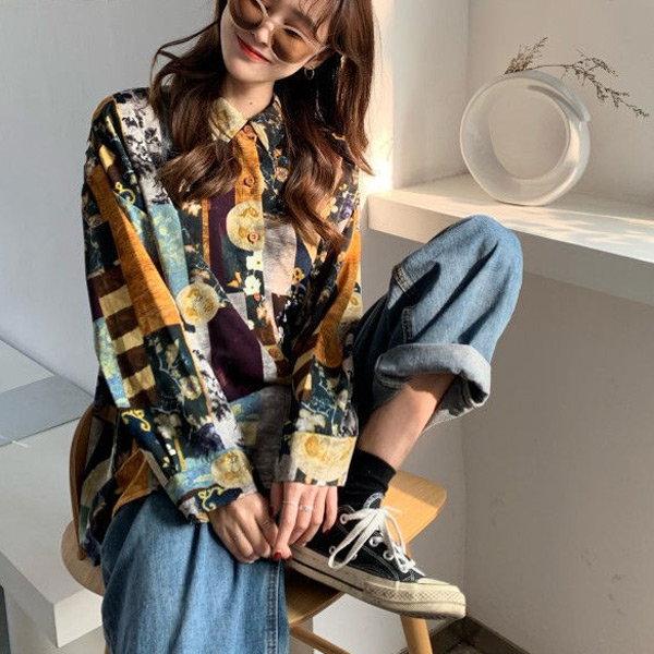韓国EVAN きれいめ大人アートデザイン柄シャツ lll151-1.jpg