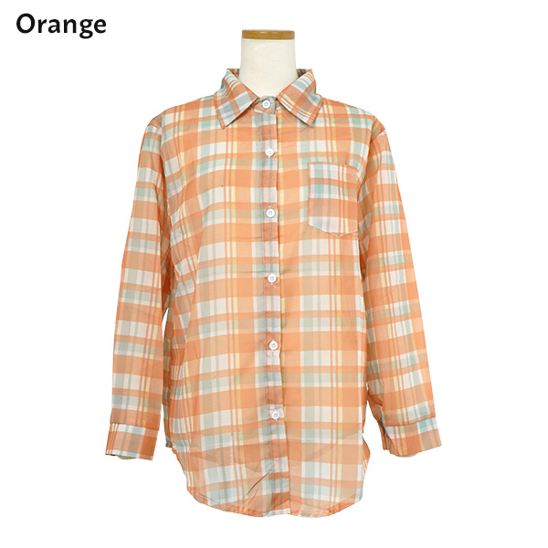 柄シャツ チェック マドラスチェック 格子柄 シアー シースルー