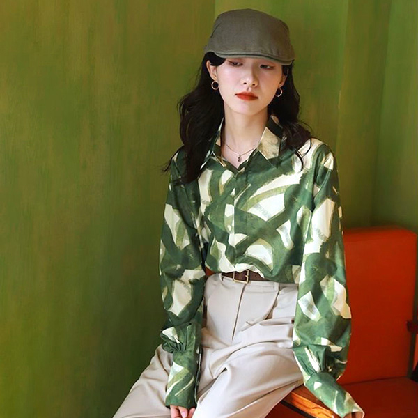 【極美品】A.P.C. アーペーセー 総柄シャツ L 白×緑 ボタニカル柄 lll262-1.jpg