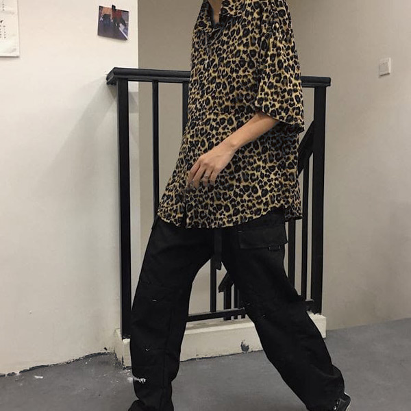 柄シャツ レオパード柄 半袖 シャツ ストリート系 ヒョウ柄