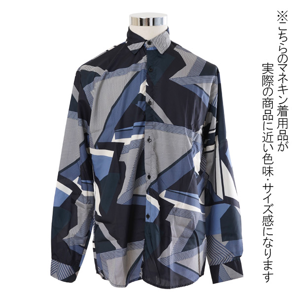 柄シャツ 幾何柄 グラフィック 長袖シャツ ジオメトリック オーバー