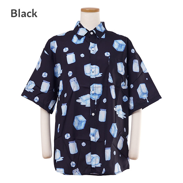 柄シャツ ブロックアイス サイコロ 氷 アイス ドット風 柄シャツ ブロックアイス サイコロ 氷 アイス ドット風