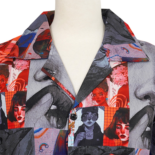 柄シャツ ピンナップ ガール 女の子 写真 イラスト コラージュ