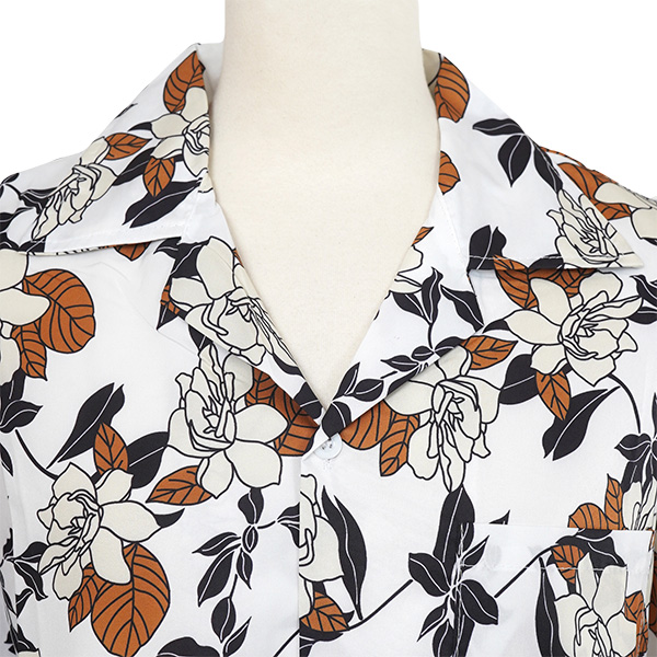 柄シャツ 花柄 フラワー ボタニカル 植物柄 ヴィンテージ 白 ホワイト