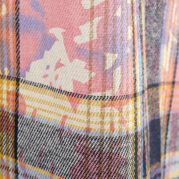 ANGEL 緑 チェック柄 つなぎ服 Mサイズ　2枚 柄シャツ チェック柄 チェック ネルシャツ ボタニカル柄 植物柄 リーフ