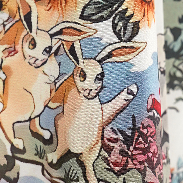 柄シャツ ウサギ柄 うさぎ ラビット 動物柄 花柄 ボタニカル柄
