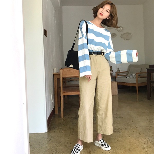 ワイドパンツ シンプル コットン ホワイト ベージュ ストレート