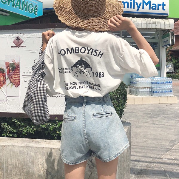 パンツ デニム ショート シンプル ダメージ ライトブルー アシメ