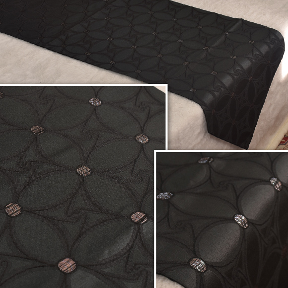 モダンブラック テーブルランナー エンブロダリー 180cm テーブルセンター 幾何学模様  ベッドスプレッド |  | 03