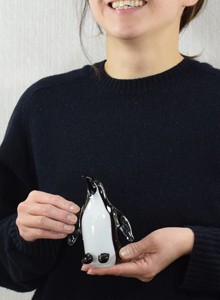 硝子のペンギン 可愛らしいガラスアート 置物 オブジェ アンティーク風