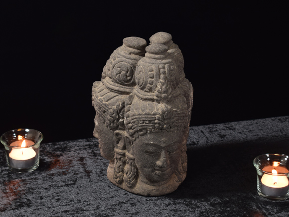 トリムールティ 三面神 砂岩石像 バリヒンドゥー教の像 フィギュア