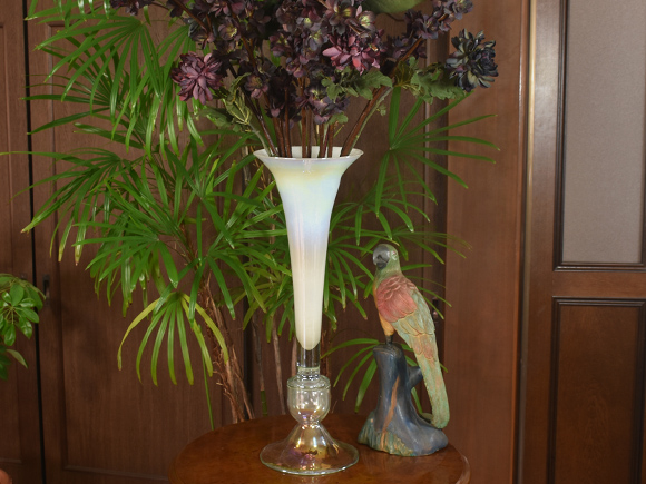 ラスター ホワイト ガラスフラワーベース 花瓶 白 : zfp0402-201 