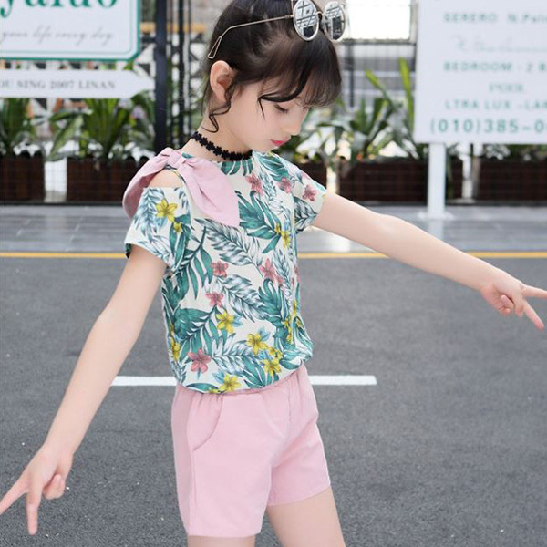 送料無料 ガールズ (130-150サイズ) セットアップ 上下セット 半袖  