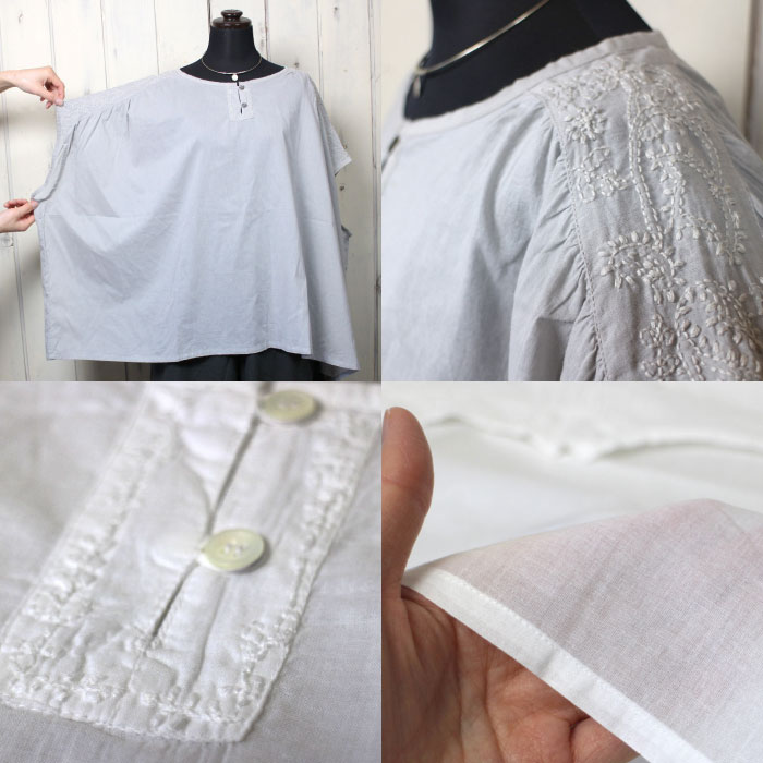 シサム工房 シャツ ブラウス チカン刺繍 フェアトレード