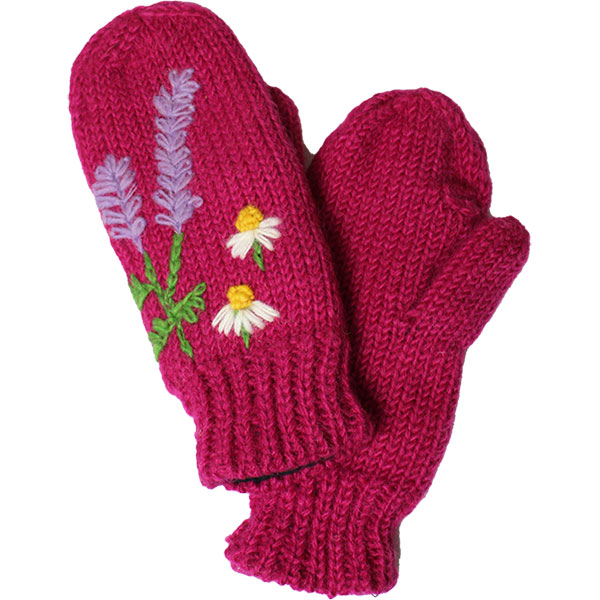 セール/Sale)手袋 レディース(ネパール製・スリット入りミトン手袋