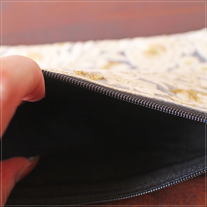 ポーチ レース インド刺繍リボン横長ポーチ メイクポーチ ハンドメイド