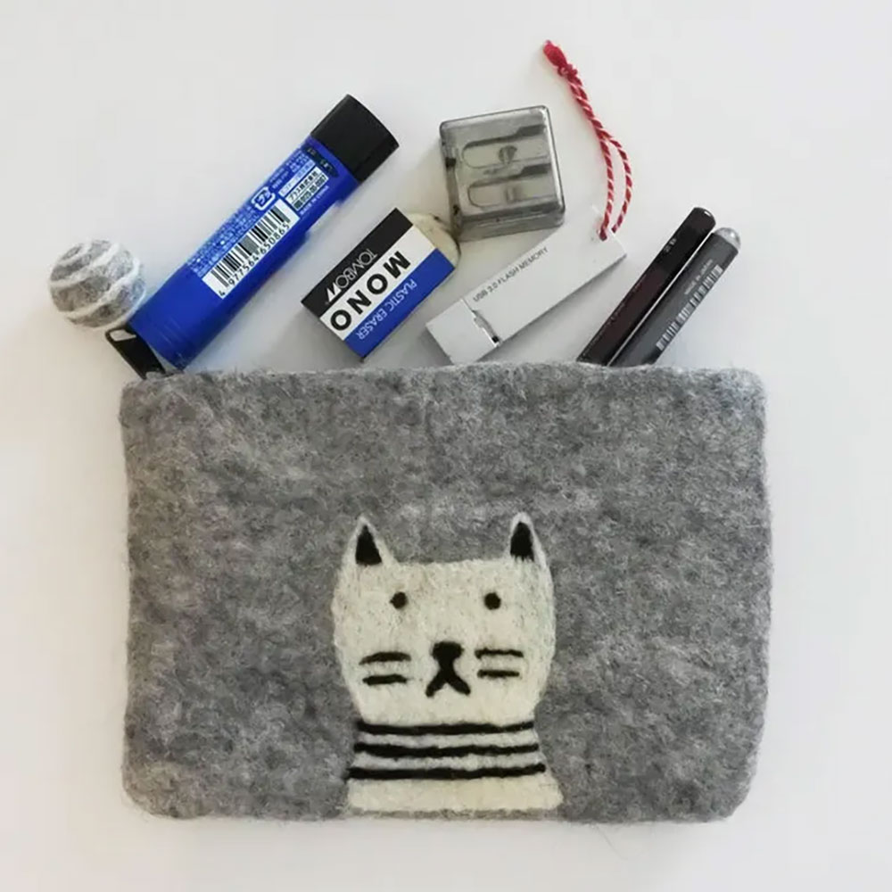 小物入れ ねこ うさぎ フェルトポーチ ハンドメイド アジアン(メール便