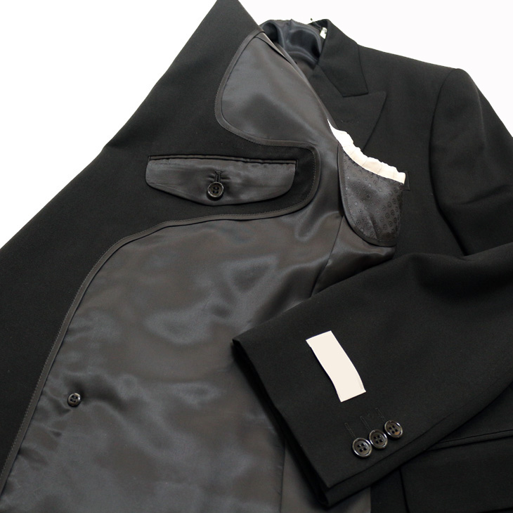 大得価人気SALE礼服 史上最高傑作 Super120s タキシードクロス NANOブラック黒無地 フル毛芯 ダブル フォーマル ウエスト調整±6cm サイズ A4 ブラックスーツ