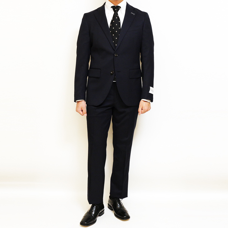 2L　秋冬物2ツ釦スーツ 明るい紺系 ノータック 新品 メンズ AOYAMA 【洋服の青山】秋冬 ネイビー スタンダードスーツ
