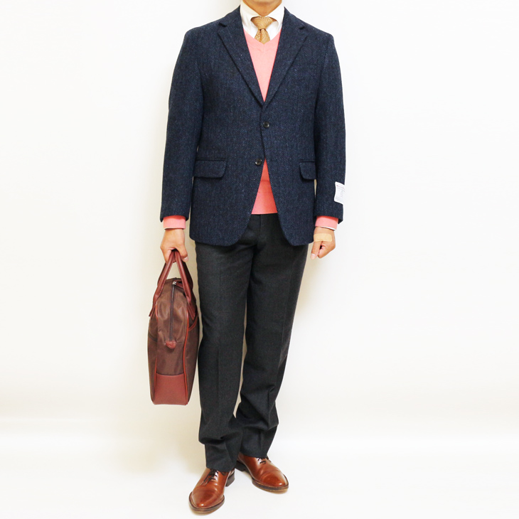 Harris Tweed ネイビー テーラードジャケット HARRIS TWEED ジャケット テーラード ブレザー ハリスツイード
