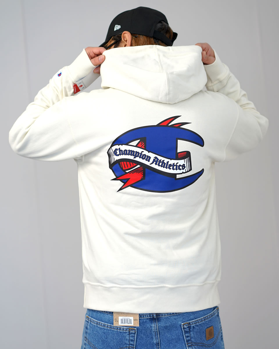 Champion チャンピオン パーカー メンズ 裏起毛 スウェット プルオーバー オーバーサイズ POWERBLEND GRAPHIC HOODIE GF89H 586NKA USA企画 | Champion | 01