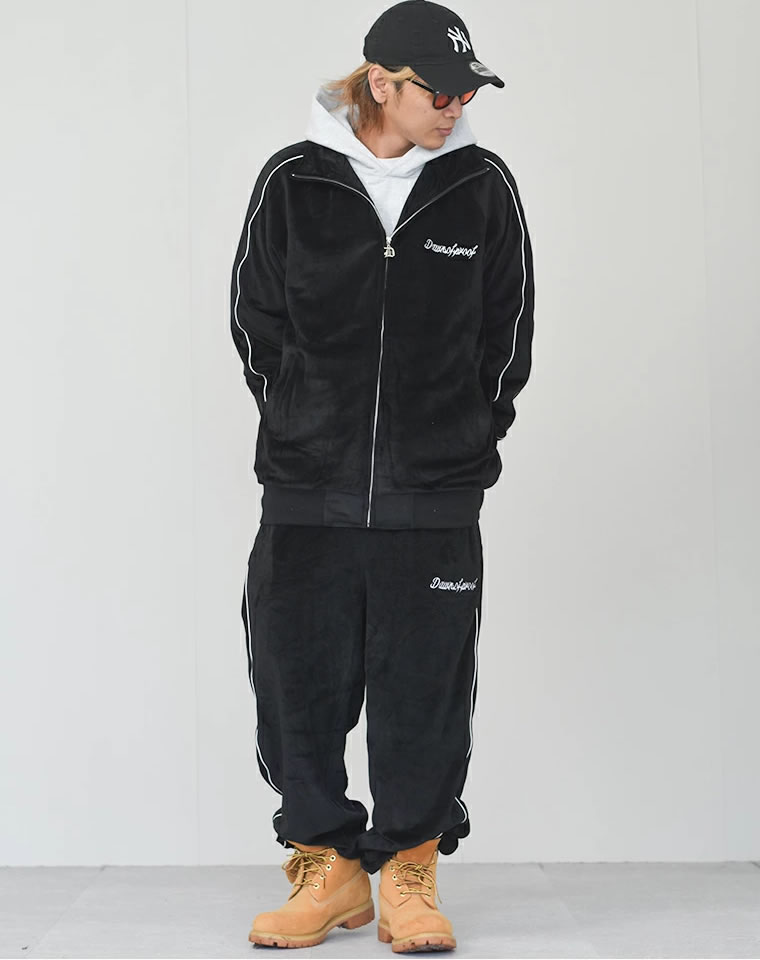 2500 NIKE トラックセットアップ ベロア ネイビー×グレー L-