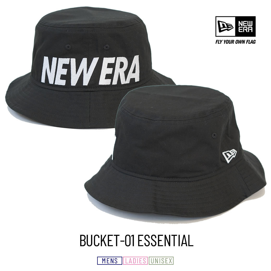 ニューエラ バケットハット 帽子 メンズ レディース NEW ERA バケット01 エッセンシャル NEWERA ブラック×スノーホワイト｜deep｜02