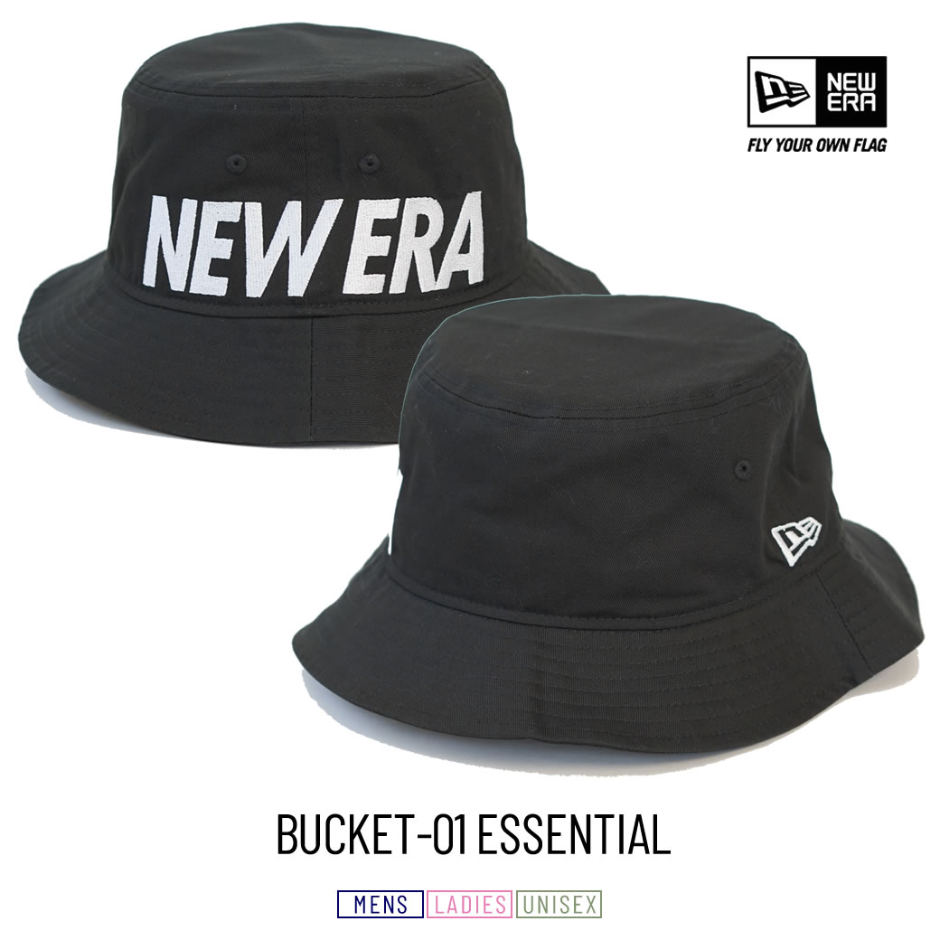 ニューエラ バケットハット 帽子 メンズ レディース NEW ERA バケット01 エッセンシャル NEWERA ブラック×スノーホワイト | NEW ERA | 01