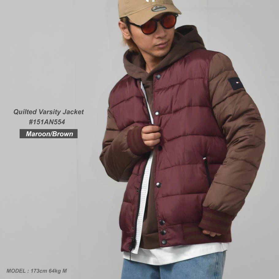 TOMMY HILFIGER トミーヒルフィガー 中綿キルティングジャケット スタジャン メンズ アウター ブランド QUILTED VARSITY  JACKET USA企画