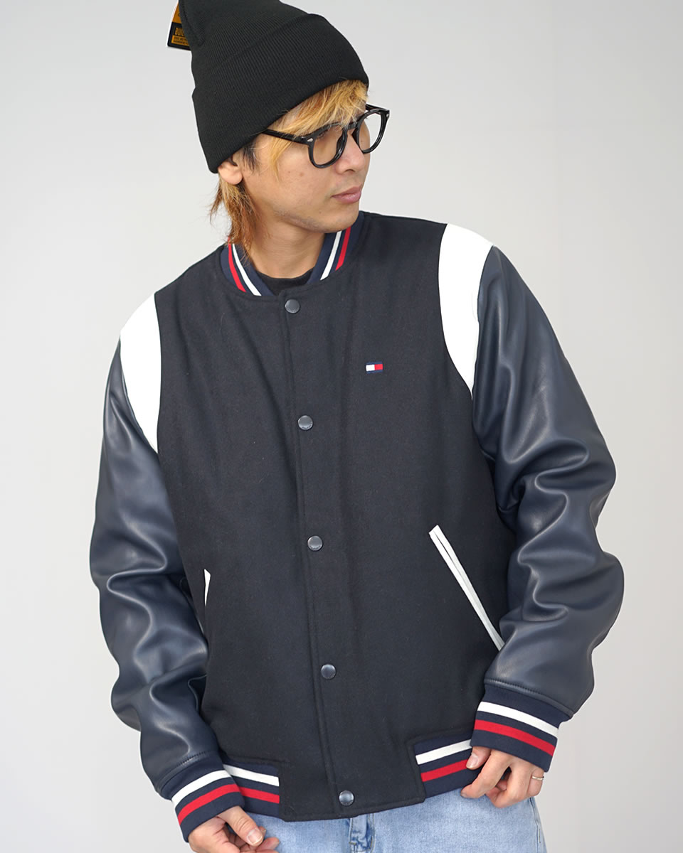 TOMMY HILFIGER トミーヒルフィガー スタジャン バーシティジャケット メンズ JEAN ZIP UP JACKET USA企画