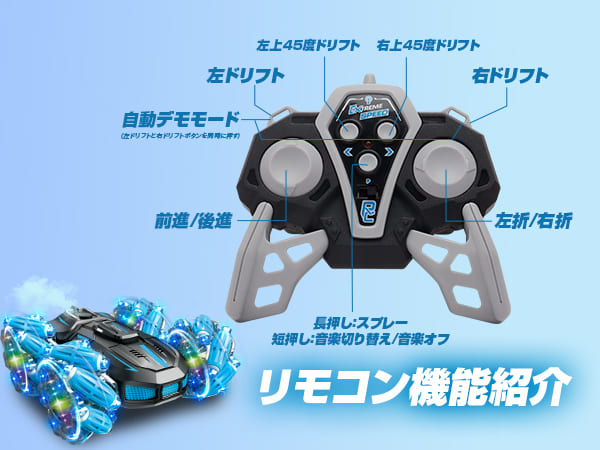 DEERC 子供向け スタント おもちゃ ラジコンカー DEERC 4WD 両面走行